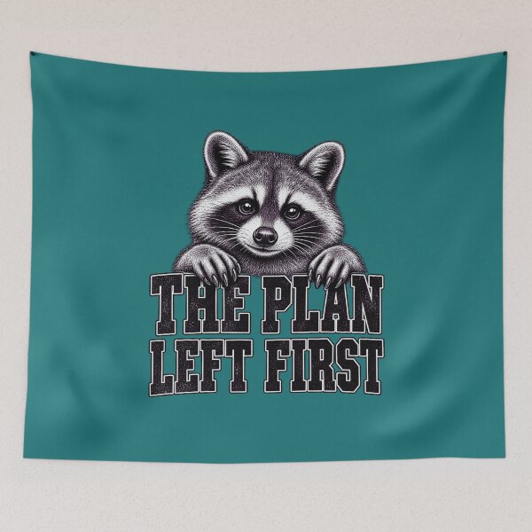 Item preview, The Plan Left First Raccoon – Funny Vintage Engraving designed and sold by LuveraxArt.