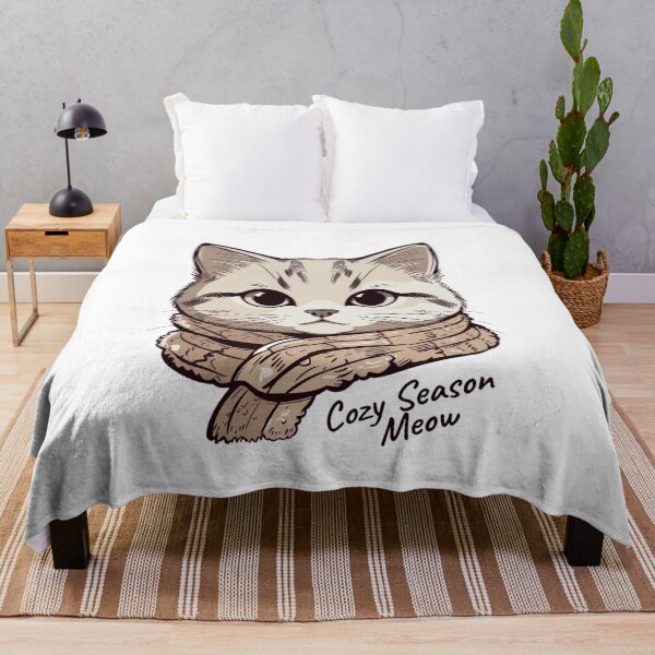 Item preview, Cozy Season Meow Tabby Cat Knitted Scarf designed and sold by EcoArtTees.