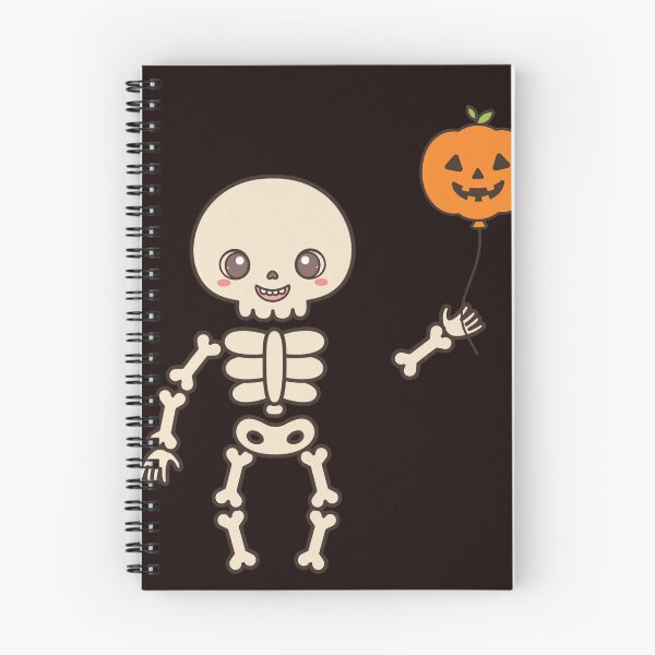 Item preview, Kawaii Skeleton with Cute Pumpkin Balloon - Funny Halloween Art designed and sold by CACAO ROOTS CO.