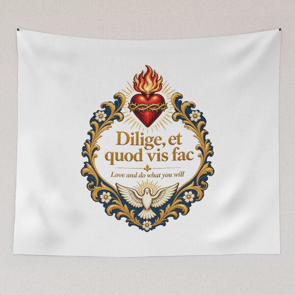 Item preview, Sacred Heart Dilige Et Quod Vis Fac Latin Quote Emblem designed and sold by QCena.