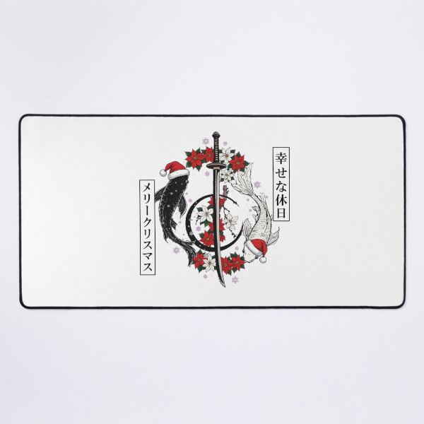 Item preview, Japanese Koi Fish Christmas Santa Hat Katana Sword Poinsettia Winter Holiday designed and sold by inkfluenceart.