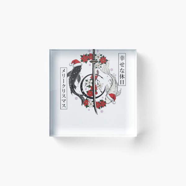 Item preview, Japanese Koi Fish Christmas Santa Hat Katana Sword Poinsettia Winter Holiday designed and sold by inkfluenceart.