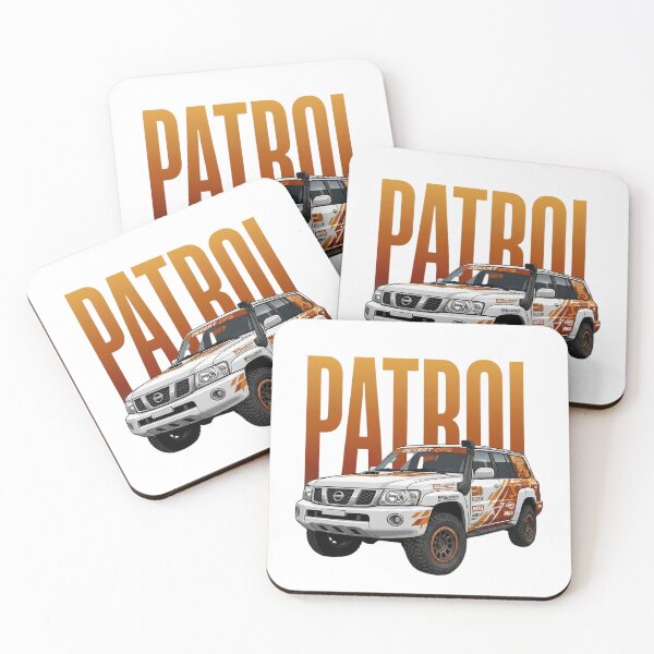 Item preview, Nissan Patrol Y61 Desert Ops Overland 4x4 White and Orange Rally SUV Art designed and sold by Motorline44.