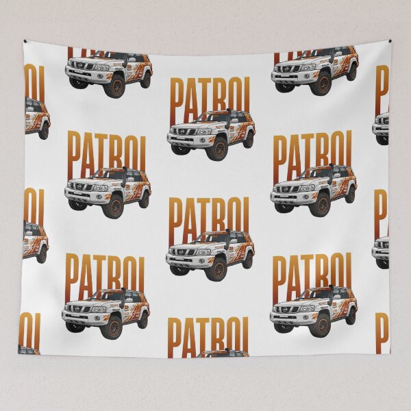 Item preview, Nissan Patrol Y61 Desert Ops Overland 4x4 White and Orange Rally SUV Art designed and sold by Motorline44.