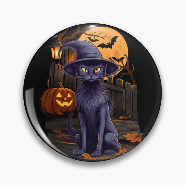 Artikelvorschau, Lila Hexenkatze – Halloween-Mond- und Kürbisdesign entworfen und verkauft von MyMerryMary.