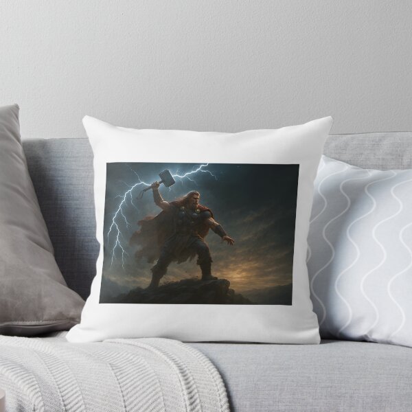 Item preview, Epic Viking God Thor Summoning Lightning with Mjolnir Wall Art Design designed and sold by ZoomsYT.