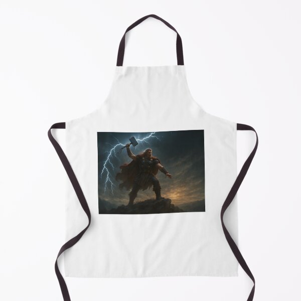 Item preview, Diseño de arte mural del épico dios vikingo Thor invocando rayos con Mjolnir designed and sold by ZoomsYT.
