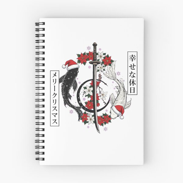 Item preview,  Japanese Koi Fish Christmas Santa Hat Katana Sword Poinsettia Winter Holiday designed and sold by inkfluenceart.