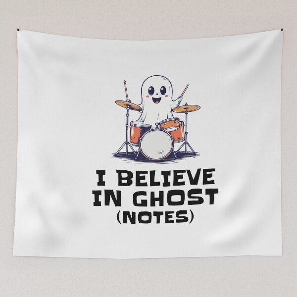 Item preview, A Ghost playing the drums - I believe in ghost (notes) designed and sold by I-dsgn.