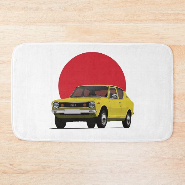 Artikelvorschau, Datsun 100A Kirschrot in Gelb mit aufgehender Sonne entworfen und verkauft von knappidesign.
