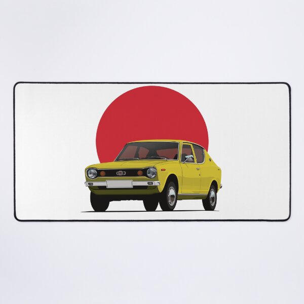 Artikelvorschau, Datsun 100A Kirschrot in Gelb mit aufgehender Sonne entworfen und verkauft von knappidesign.