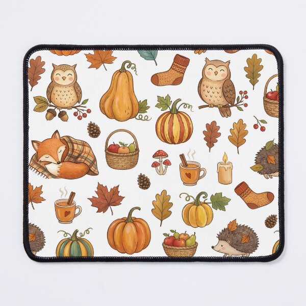 Item preview, Cozy Autumn Pattern Owl Fox Fall Leaves Woodland Design designed and sold by Marti’s Shop Corner.