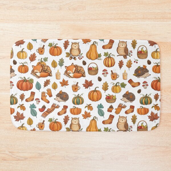 Item preview, Cozy Autumn Pattern Owl Fox Fall Leaves Woodland Design designed and sold by Marti’s Shop Corner.