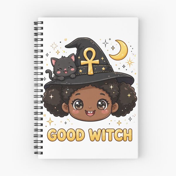 Item preview, Cute Kawaii Afro Witch Girl with Black Cat - Good Witch designed and sold by CACAO ROOTS CO.