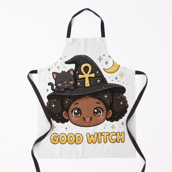 Item preview, Cute Kawaii Afro Witch Girl with Black Cat - Good Witch designed and sold by CACAO ROOTS CO.
