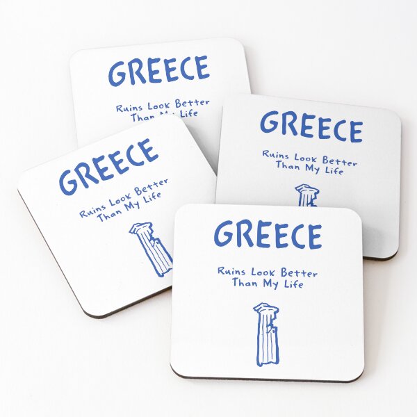 Item preview, Greece Ruins Look Better Than My Life Funny Travel Quote Greek Column Doodle designed and sold by MarkedArtPrints.