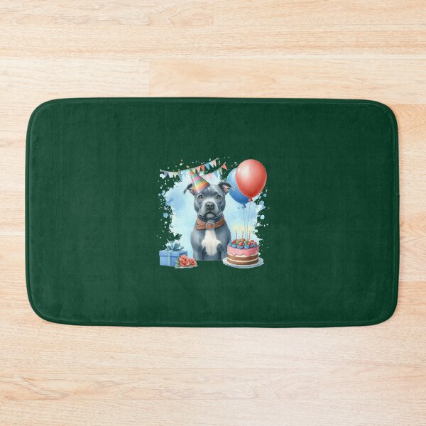 Item preview, Blue Staffy Puppy Celebrating a Happy Birthday Colorful Watercolor Active  designed and sold by DecorHomeGifts.