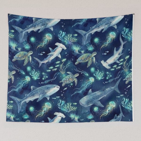 Item preview,   Monochrome blue watercolour shark designed and sold by Differenceee.