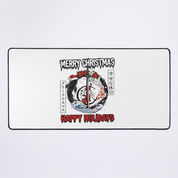 Item preview, Merry Christmas Koi Fish Santa Hat Katana Sword Japanese Wave Grunge Holiday designed and sold by inkfluenceart.