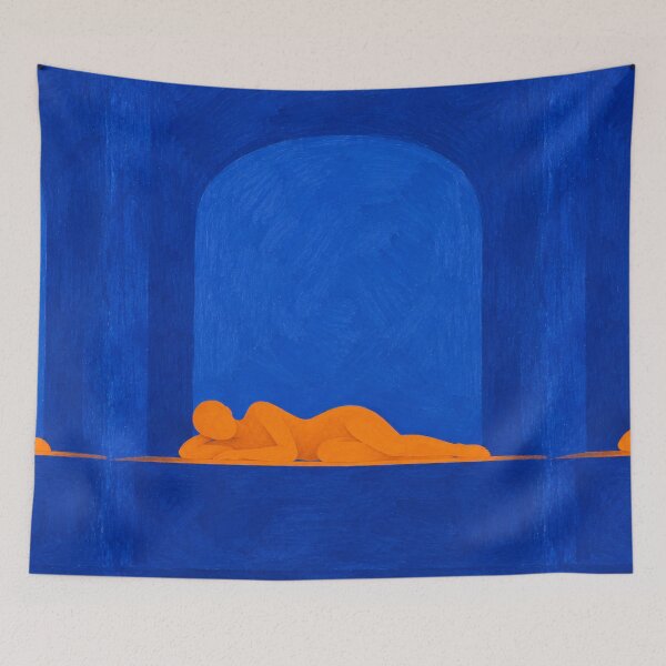 Item preview, 'Allowed to Rest' — Cobalt Blue Calm Figurative Art designed and sold by Moodzu.