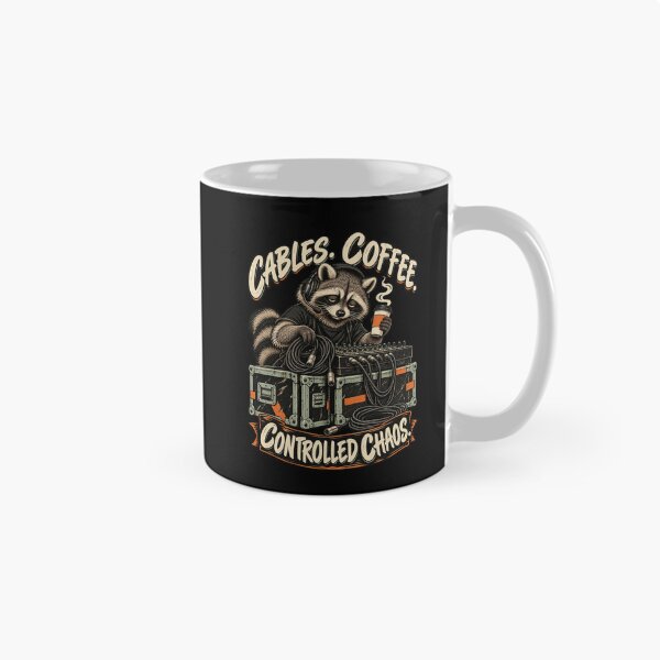 Item preview, Cables Coffee Controlled Chaos - Audio Crew Raccoon designed and sold by JPMprints.