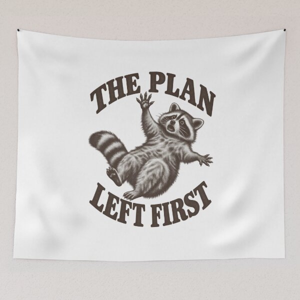 Item preview, The Plan Left First Raccoon – Funny Vintage Engraving designed and sold by LuveraxArt.