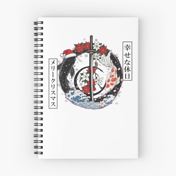 Item preview, Japanese Koi Fish Santa Hat Katana Sword Wave Cherry Blossom Tattoo Art designed and sold by inkfluenceart.