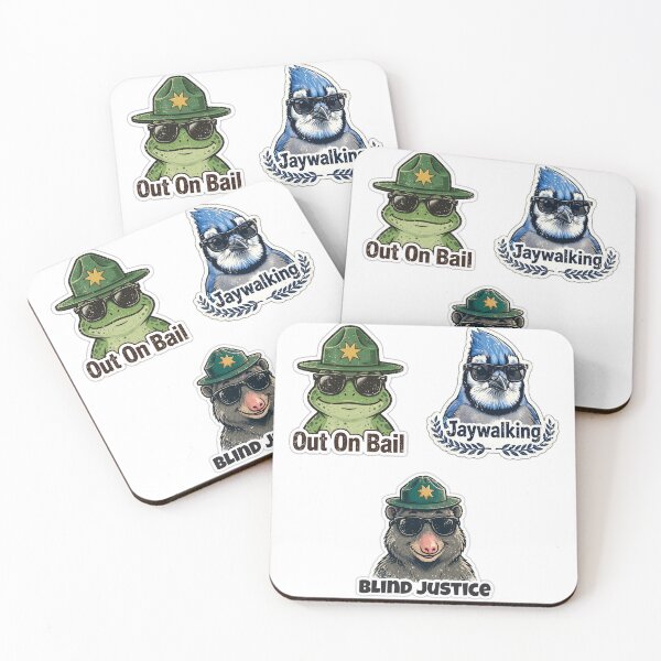 Item preview, Justicia ciega / En libertad bajo fianza / Cruzar la calle imprudentemente — Paquete de pegatinas de animales del agente del sheriff de Iowa designed and sold by Wild Shades.