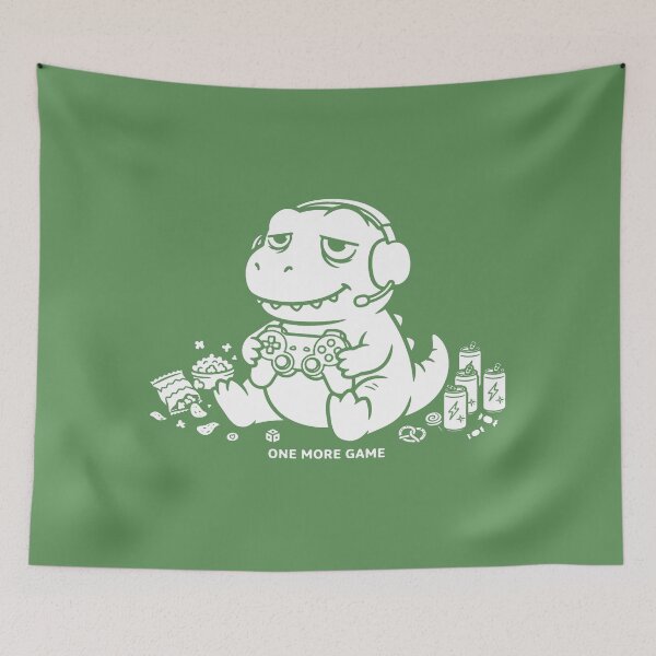 Item preview, Funny Gamer T-Rex Exhausted - One More Game designed and sold by CaptainSeal.