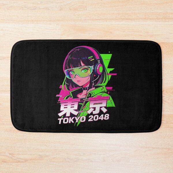 Item preview, Cyberpunk Anime Song Girl Image 東京 TOKYO 2048  with Headphones - Neon Pink & Green Glitch Art. designed and sold by Giulivo Store Graphic.