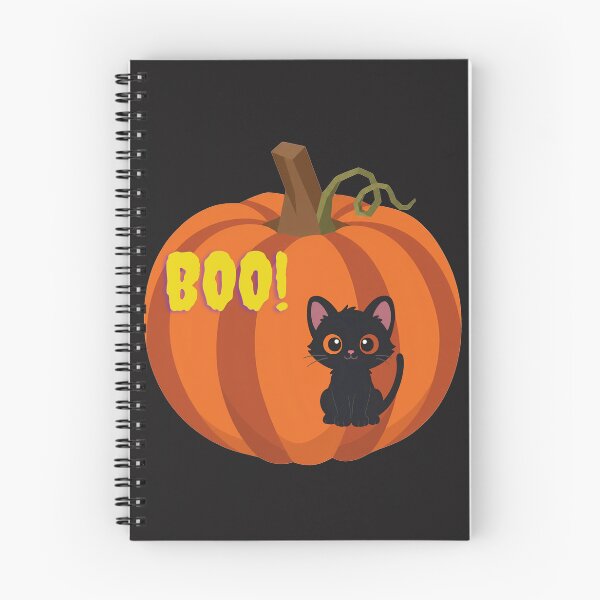 Item preview, Cute Black Cat And Pumpkin BOO! – Funny Kawaii Halloween Art designed and sold by Evelashop.