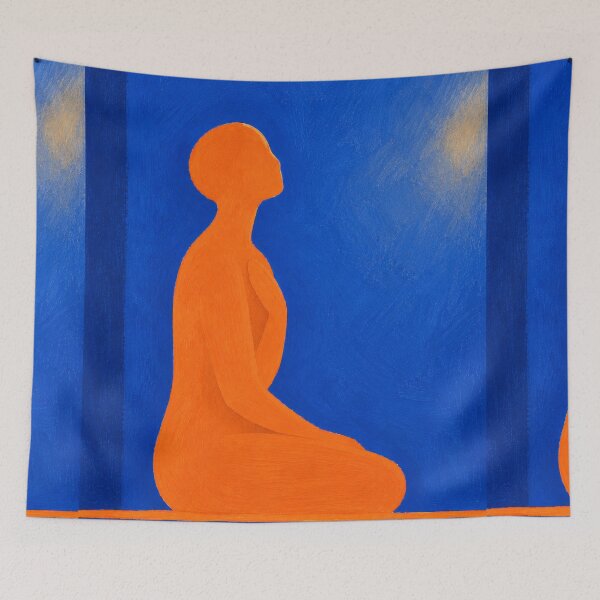 Item preview, 'Coming Back to Myself' — Blue + Orange Self-Love Figurative Art designed and sold by Moodzu.