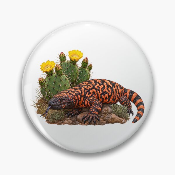 Item preview, Gila Monster on a rock with cactus designed and sold by RBBeachDesigns.
