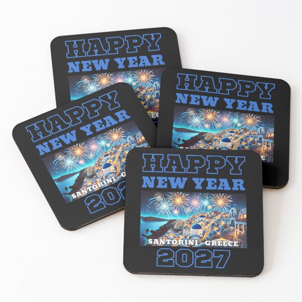 Item preview, Happy New Year 2027 - Santorini - Blue Edition designed and sold by Manic Merch Designs.