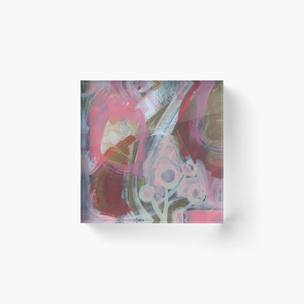 Item preview, Pink Coral Olive Green Playful Abstract Blossoms Painting   designed and sold by NathalieLeRiche.