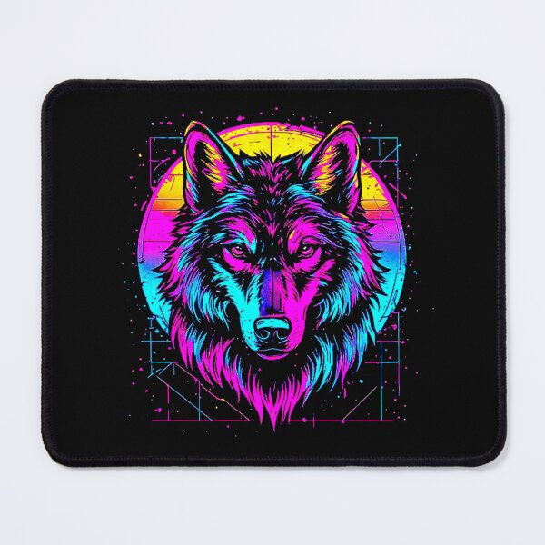 Item preview, Vintage Neon Synthwave Retrowave Art of Vibrant Neon Wolf Portrait Graphic. designed and sold by Giulivo Store Graphic.