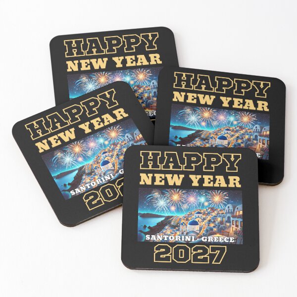 Item preview, Happy New Year 2027 - Santorini - Yellow Edition designed and sold by Manic Merch Designs.