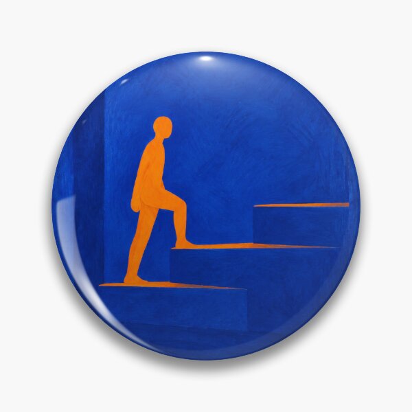 Item preview, 'One Step Is Enough' — Blue +  Orange Motivational Figurative Art designed and sold by Moodzu.