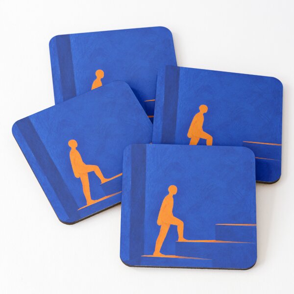 Item preview, 'One Step Is Enough' — Blue +  Orange Motivational Figurative Art designed and sold by Moodzu.