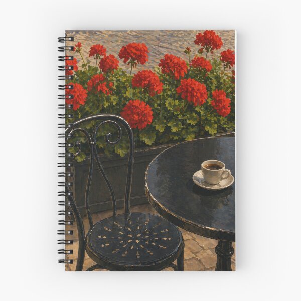 Item preview, Outdoor Cafe Scene with Red Geraniums designed and sold by Haleema Rauf.