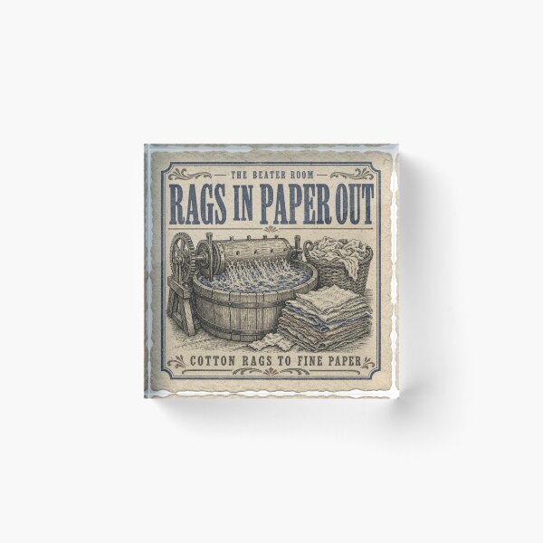 Item preview, Rags In Paper Out Cotton Rag Paper Beater Room Vintage Print designed and sold by BoosterShop.