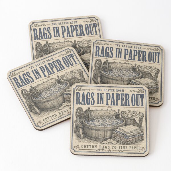 Item preview, Rags In Paper Out Cotton Rag Paper Beater Room Vintage Print designed and sold by BoosterShop.