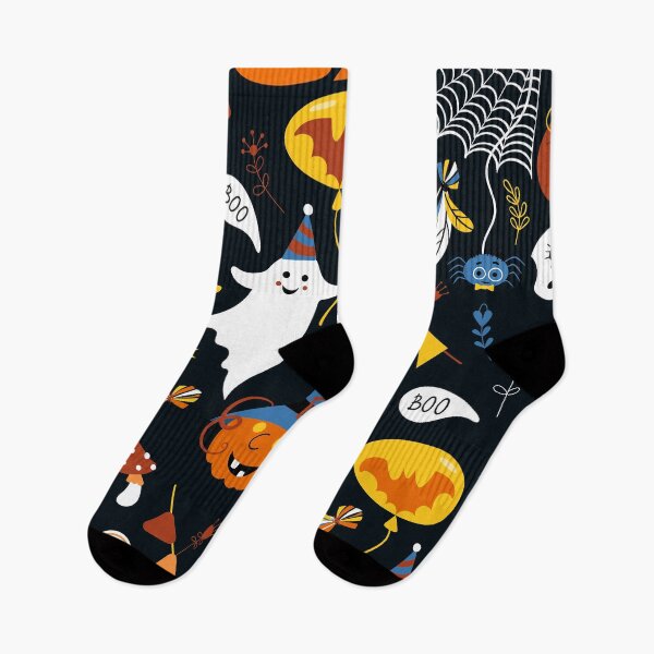 Artikelvorschau, Halloween-Geister, Kürbislaternen und Fledermäuse – ein skurriles Muster entworfen und verkauft von DEC02.