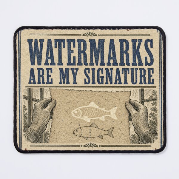 Artikelvorschau, Watermarks Are My Signature Wasserzeichen Papier Fisch Druck entworfen und verkauft von BoosterShop.