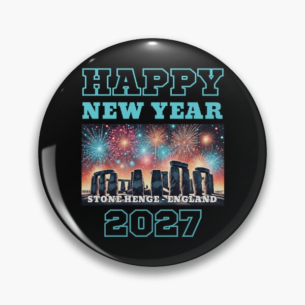 Artikelvorschau, Frohes Neues Jahr 2027 – Stonehenge – Blaue Edition entworfen und verkauft von Manic Merch Designs.