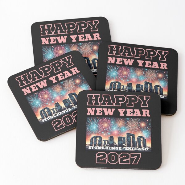 Item preview, Happy New Year 2027 - Stonehenge - Pink Edition designed and sold by Manic Merch Designs.