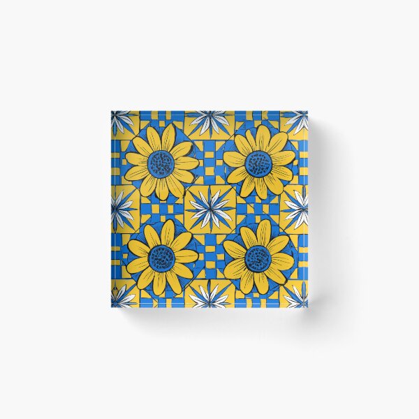 Item preview, Yellow and Blue Flower Quadrille Design designed and sold by RichardRags.
