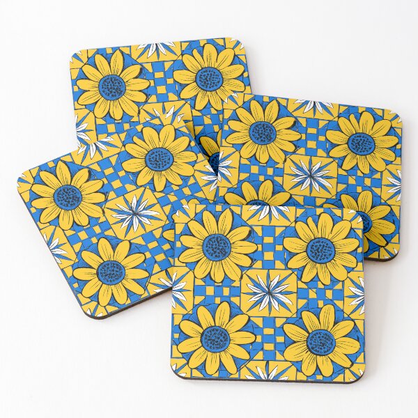 Item preview, Yellow and Blue Flower Quadrille Design designed and sold by RichardRags.