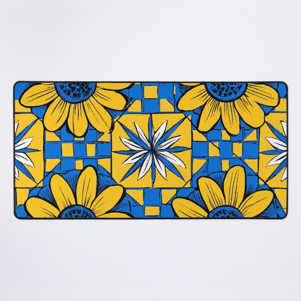 Item preview, Yellow and Blue Flower Quadrille Design designed and sold by RichardRags.