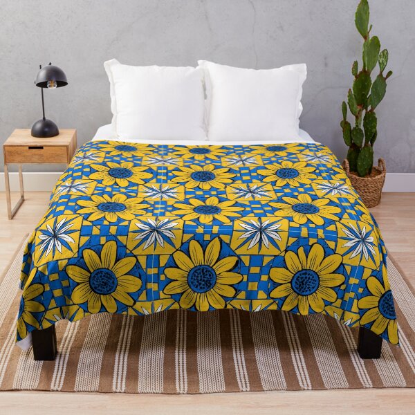 Item preview, Yellow and Blue Flower Quadrille Design designed and sold by RichardRags.